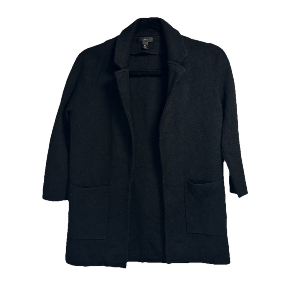 J. Crew Sophie Open Front Sweater Blazer Black Women's PXS Merino‎ Wool Pockets